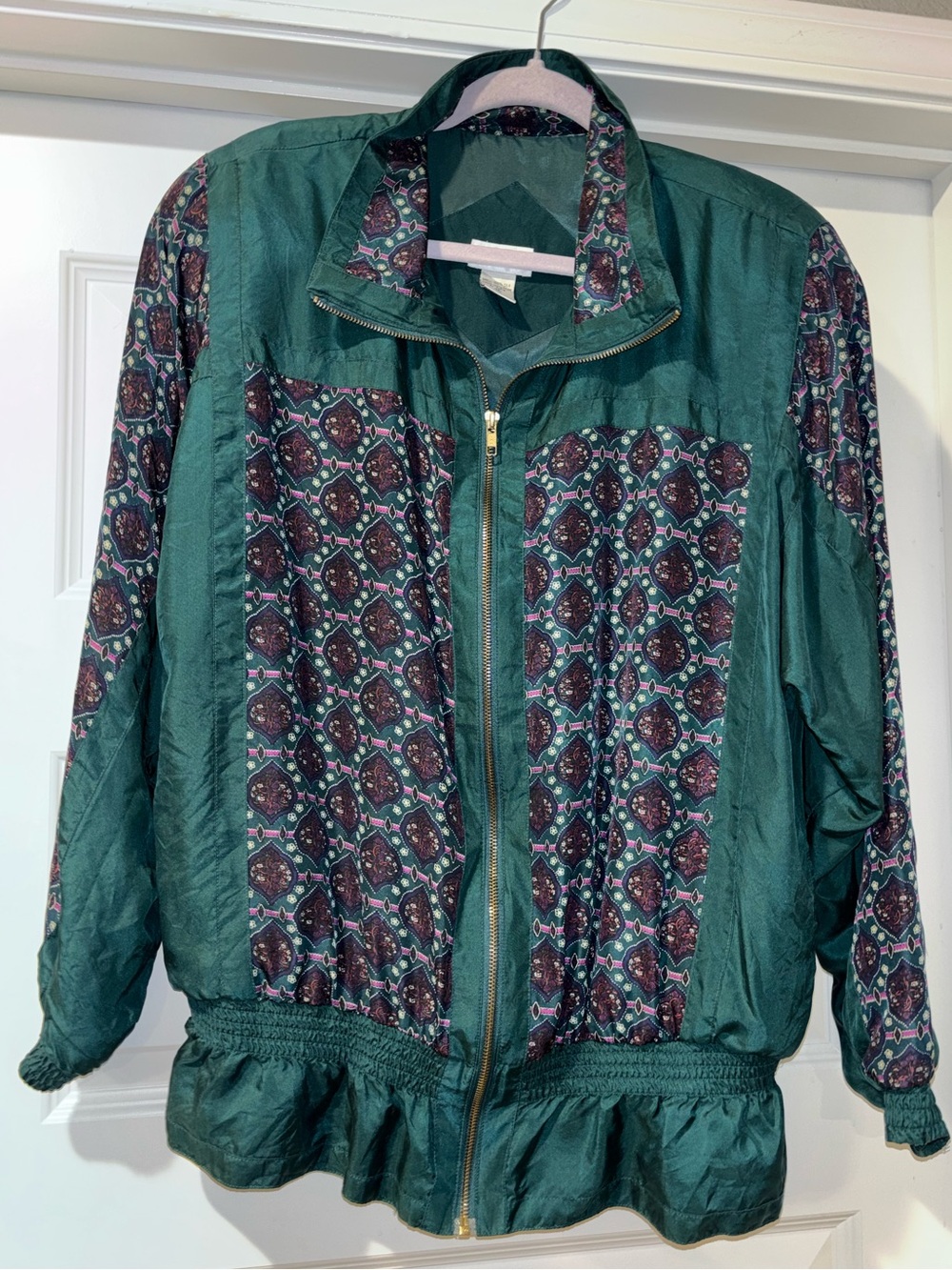Vintage ’90s Bocoo Green Silk Windbreaker Jacket